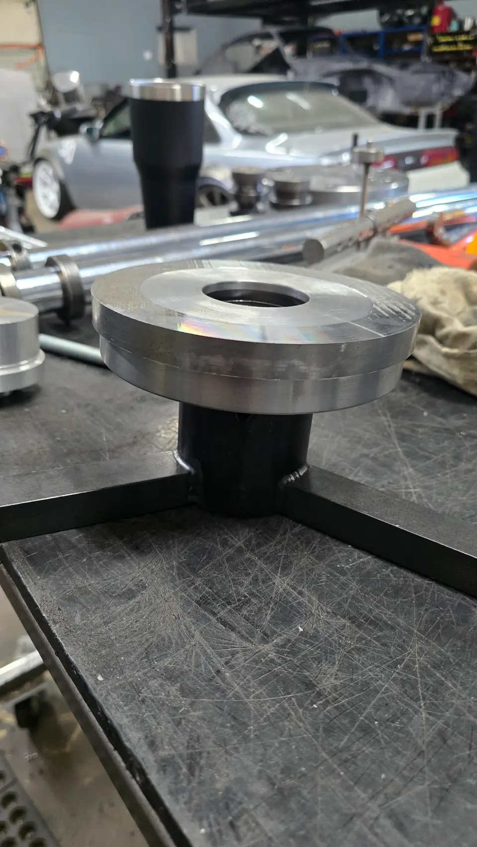 Machined ring component on a fixture