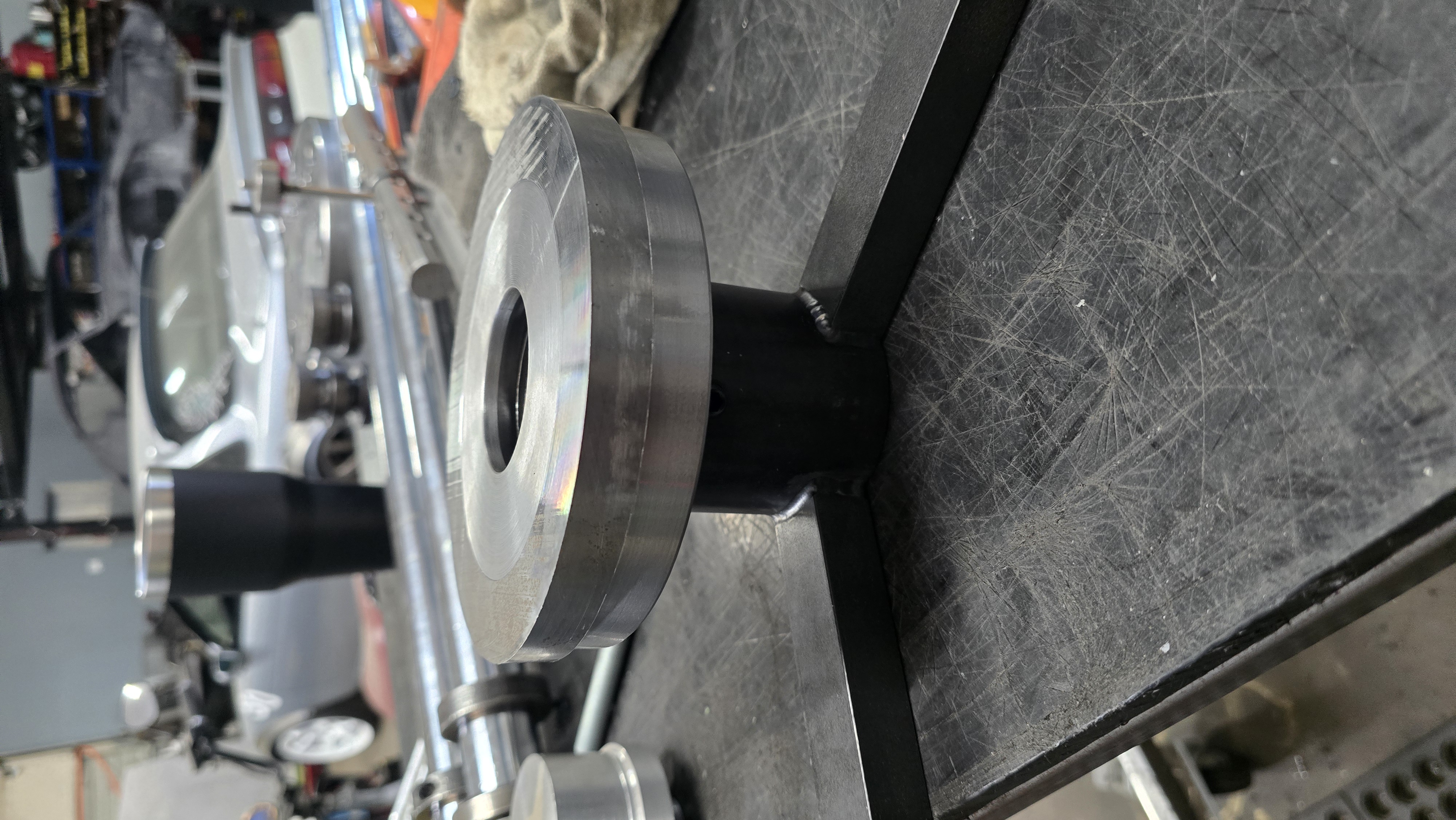 Machined ring component on a fixture
