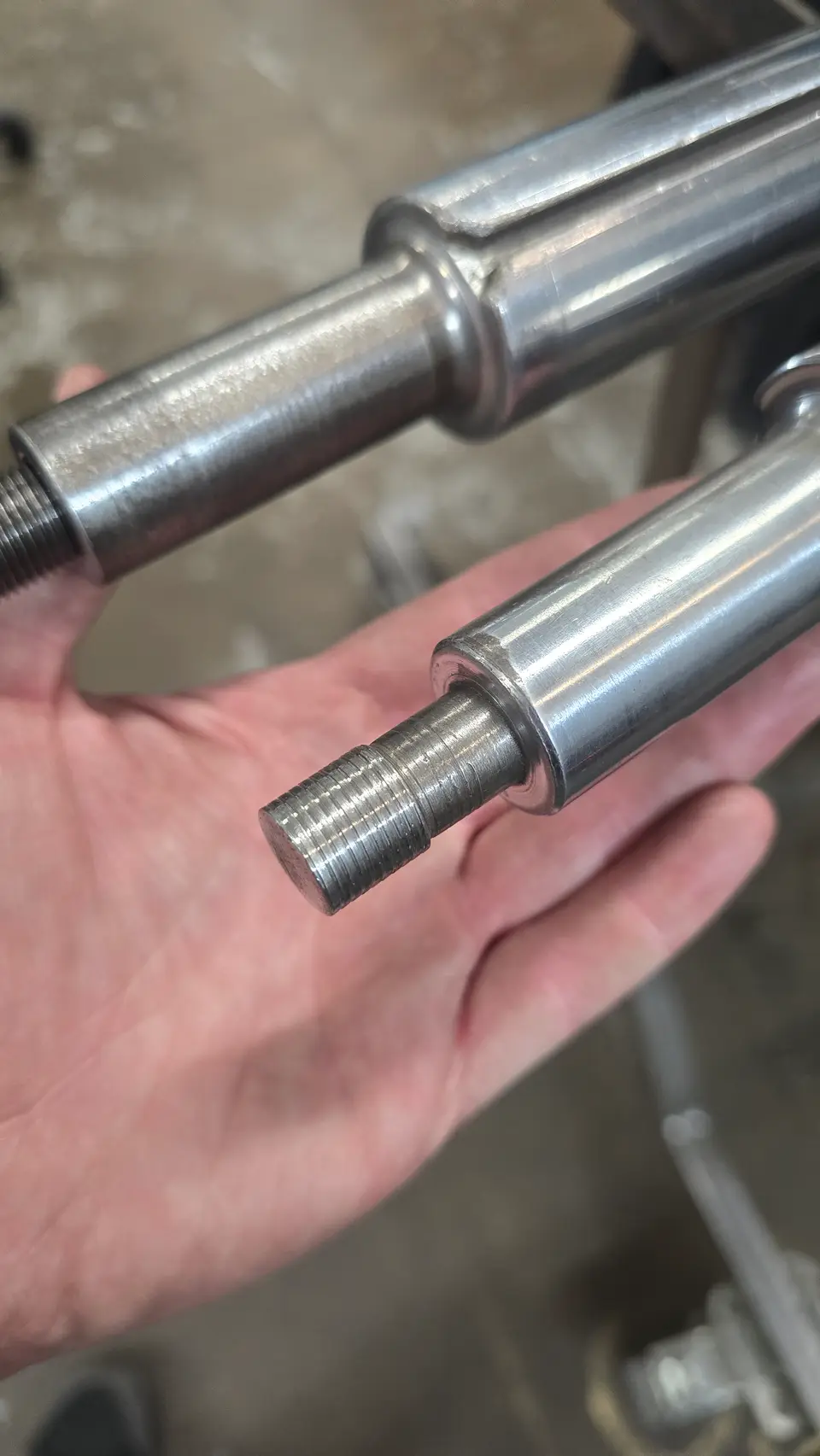 Machined shafts held at the JDA bench