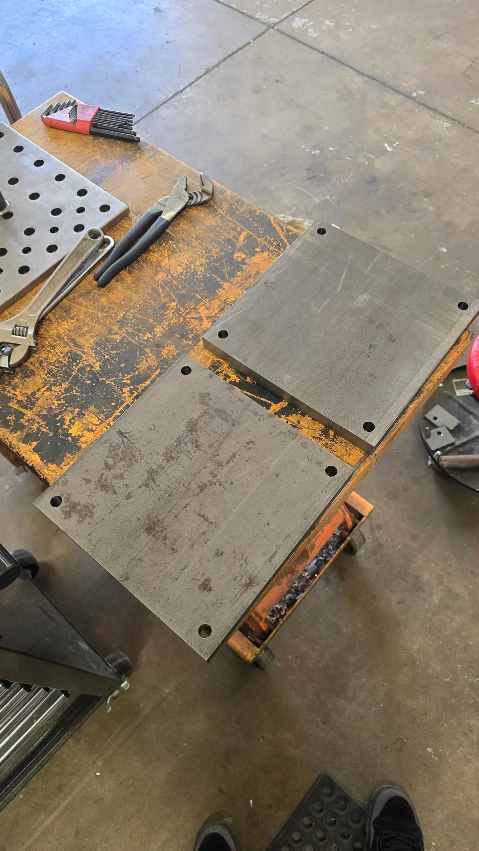 Parts laid out on the layout table