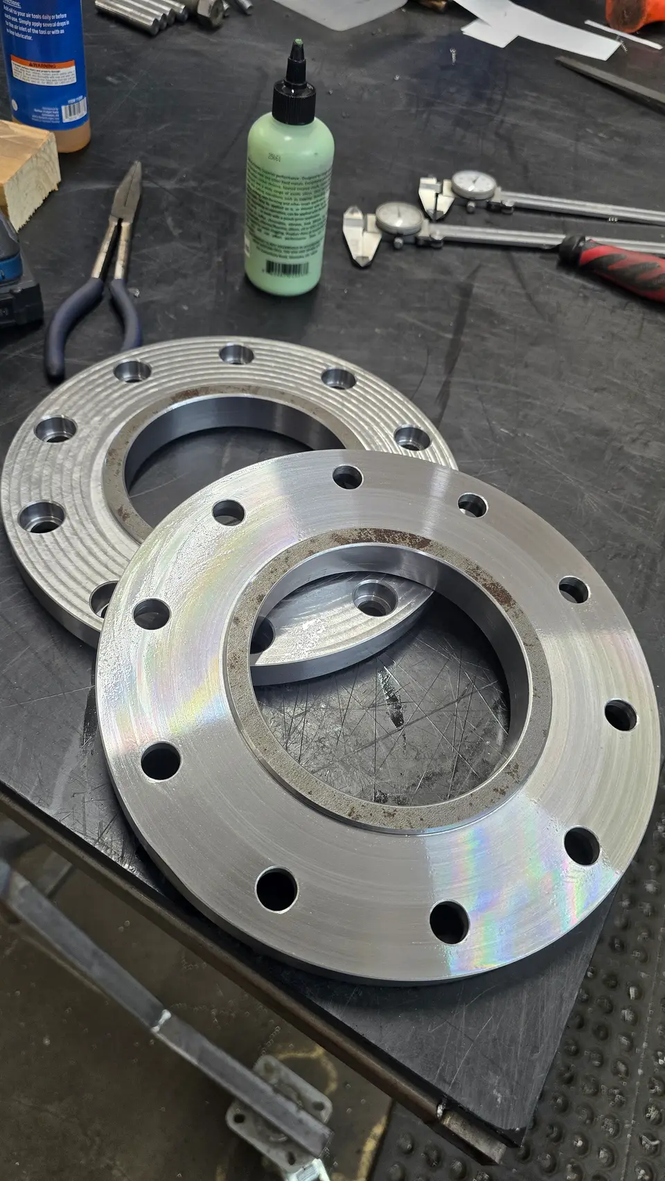 Finished flanges on the bench