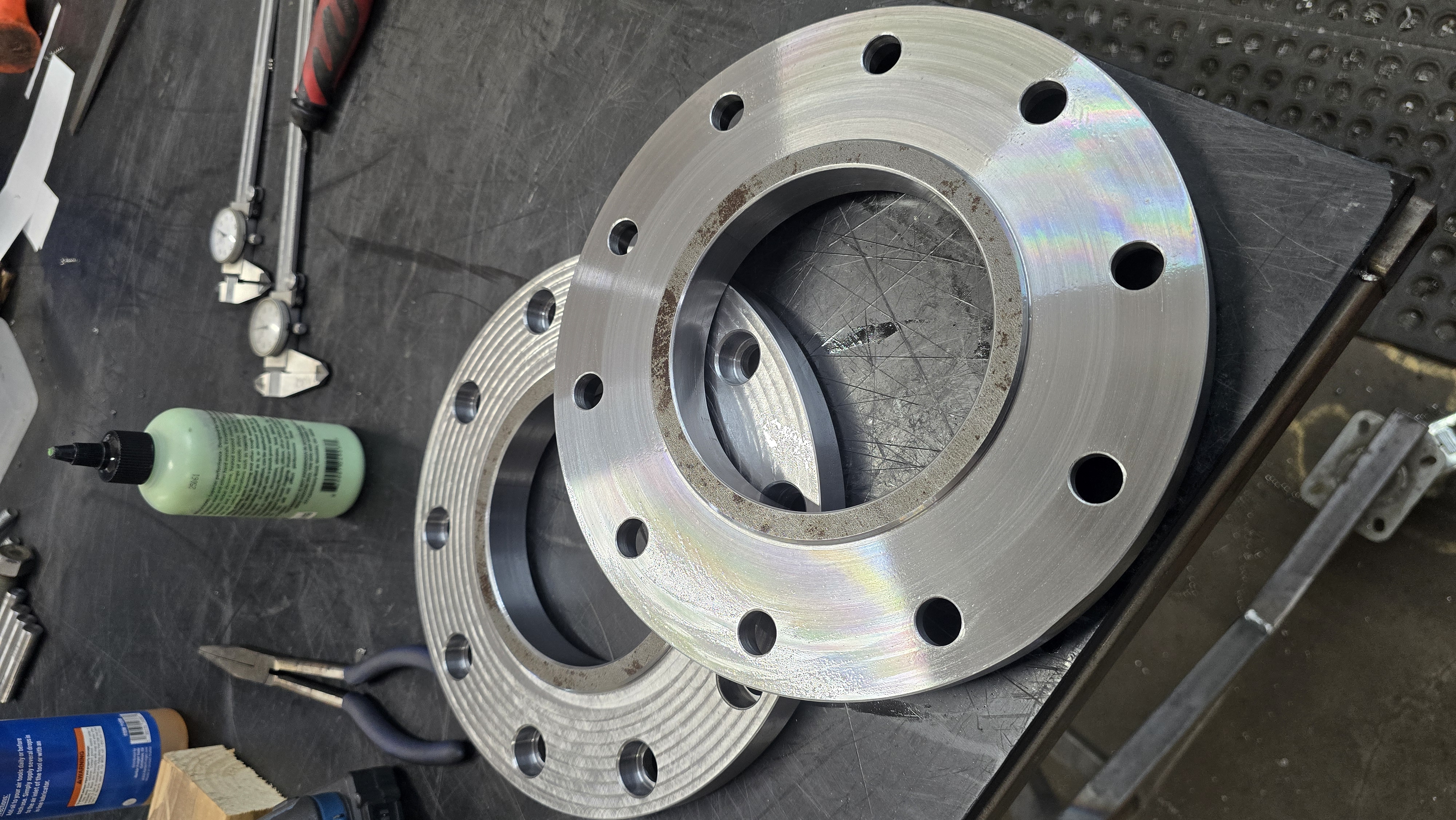 Finished flanges on the bench